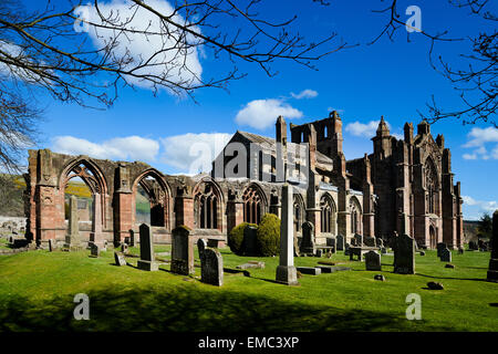 Melrose Abbey in the Scottish Borders. Stock Photo