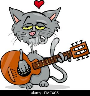 cat in love cartoon illustration Stock Vector