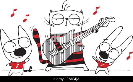 rock and roll puppies band Stock Vector