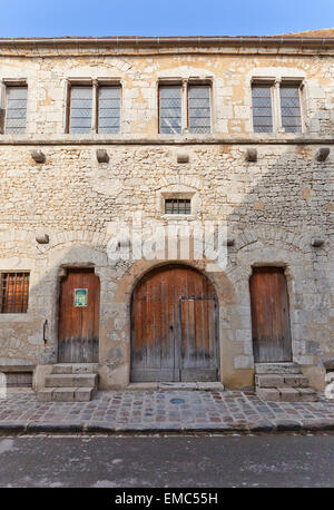 Entrance of Tithe Barn (circa XIII c.) in Provins town, France. NESCO World Heritage Site Stock Photo