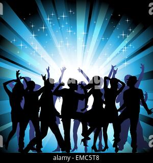 A group of people having a good time in disco. Crowd infront of Stock Vector