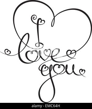 Caligraphic Text - I Love You Stock Vector