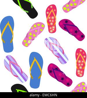 Seamless pattern with flip flops. Summer background. Stock Vector