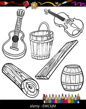 objects oartoon set for coloring book Stock Vector