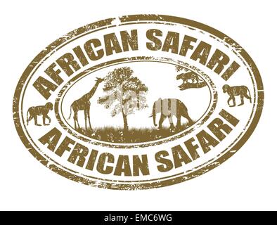 African safari stamp Stock Vector