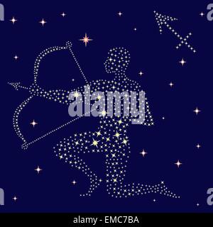 Zodiac sign Sagittarius on the starry sky Stock Vector