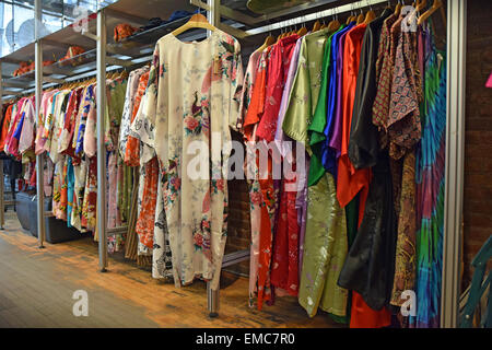 Colorful Chinese women's robes for sale at Pearl River on Broadway in Downtown Manhattan, New York City. Stock Photo