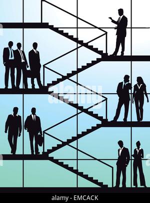 Business people on the stairs Stock Vector