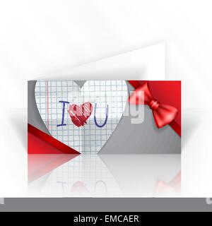 Happy valentines day invitation card template with origami paper hot ...