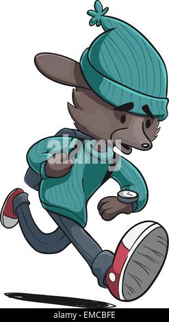 Cartoon Dog Running and Looking Worried Stock Vector