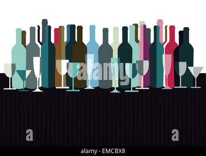 Spirits and wine bottles Stock Vector