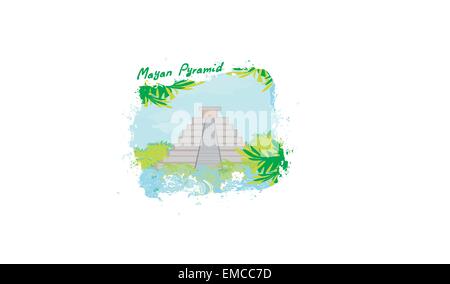 Mayan Pyramid, Chichen-Itza, Mexico - vector illustration Stock Vector