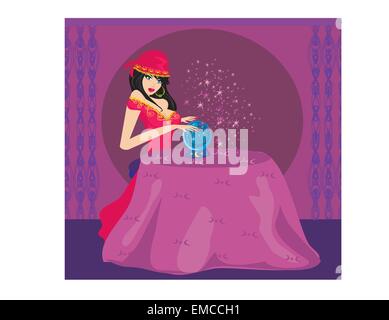 Fortune-teller with Crystal Ball Stock Vector