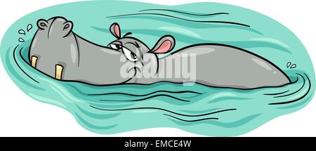 hippo or hippopotamus in river cartoon Stock Vector