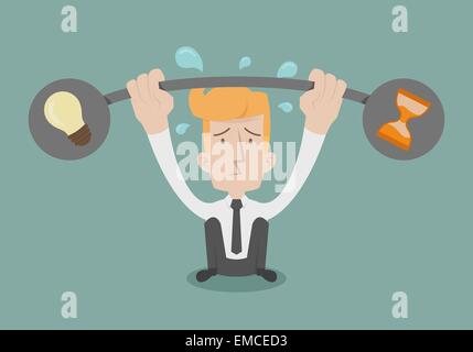 businessman lifting weights Stock Vector