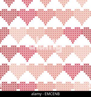 Seamless pattern with embroidered hearts Stock Vector