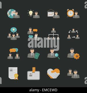 Black human resource and business icons - vector icon set Stock Vector ...