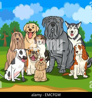 cartoon purebred dogs comic characters set coloring page Stock Vector ...