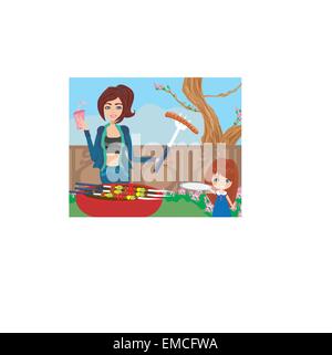 grilling in the garden Stock Vector