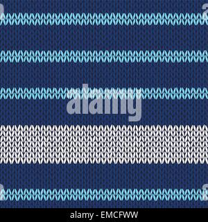 Seamless knitted pattern with blue white stripes Stock Vector