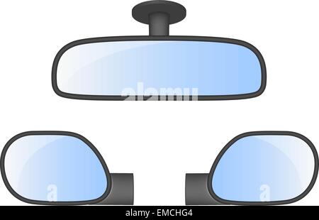 Set of car rear view mirrors Stock Vector