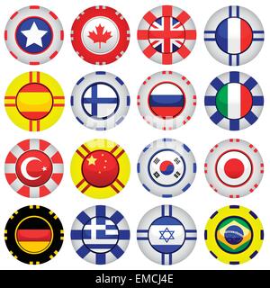 Flags on Casino Tokens Stock Vector