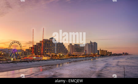 Skyline of Daytona Beach, Florida, at sunset from the fishing pier. Hdr processed. Stock Photo