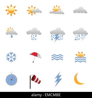 Weather Forecast Icons Stock Vector