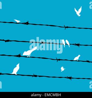 Birds on wires. Vector illustration Stock Vector Image & Art - Alamy