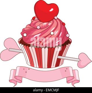 Valentine cupcake Stock Vector