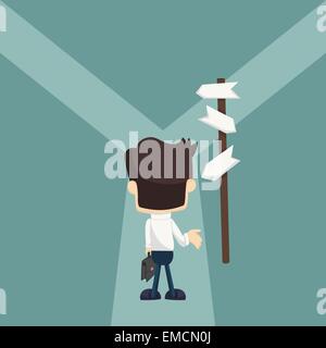 Businessman do not know where to go Stock Vector