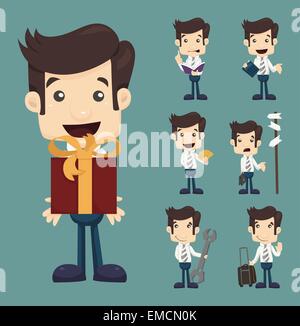 Set of businessman characters poses Stock Vector