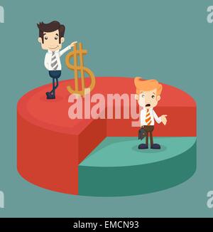 Business man standing over pie chart Stock Vector