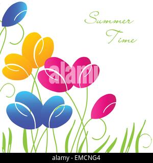 Abstract background with multicolored bright tulip flowers Stock Vector