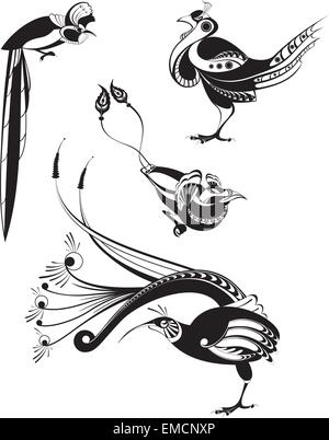 art bird silhouettes Stock Vector