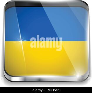 Ukraine Flag Smartphone Application Square Buttons Stock Vector