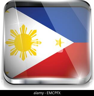 Philippines Flag Smartphone Application Square Buttons Stock Vector