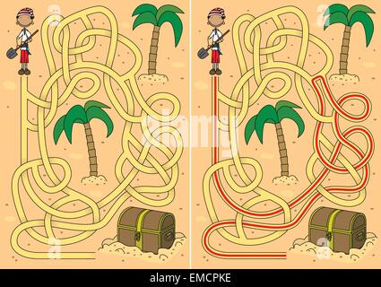 Pirate maze Stock Vector