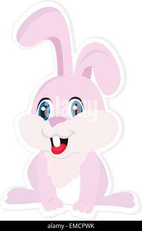 cute little baby pink bunny with smiles Stock Vector