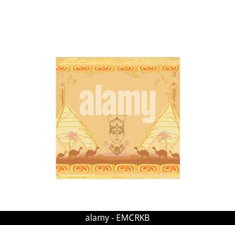 grunge background with Egyptian queen Stock Vector