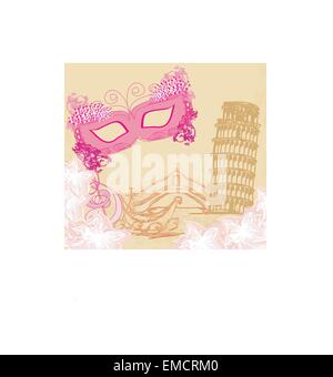 symbols italians - the carnival mask, Venice, gondola and  Pisa Stock Vector