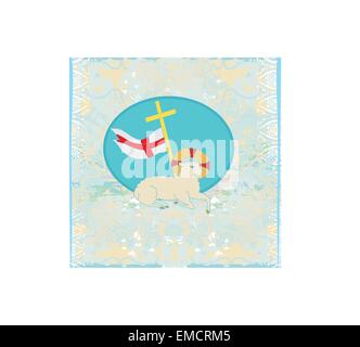 Lamb with Cross - Abstract grunge card Stock Vector