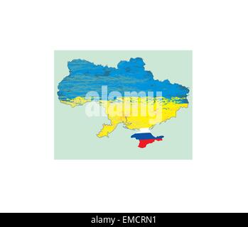 Ukraine vector map , Russia in Crimea Stock Vector