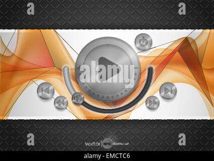 Abstract Technology App Icon With Music Button. Stock Vector