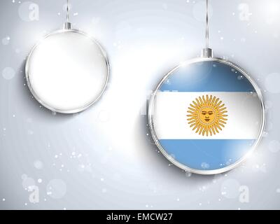 Merry Christmas Silver Ball with Flag Argentina Stock Vector