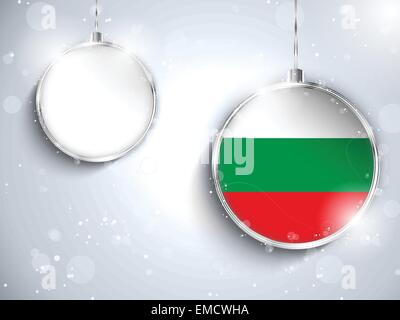 Merry Christmas Silver Ball with Flag Bulgaria Stock Vector