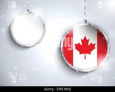 Merry Christmas Silver Ball with Flag Canada Stock Vector