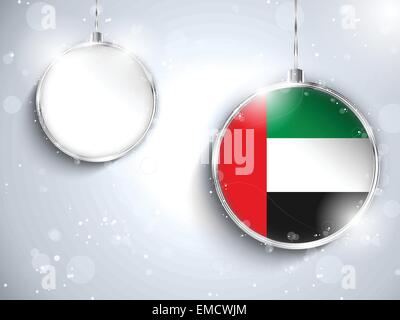 Merry Christmas Silver Ball with Flag Emirates Stock Vector