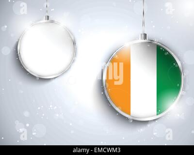 Merry Christmas Silver Ball with Flag Ireland Stock Vector