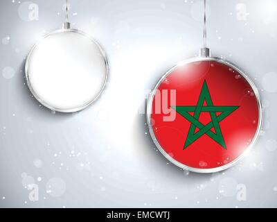 Merry Christmas Silver Ball with Flag Morocco Stock Vector